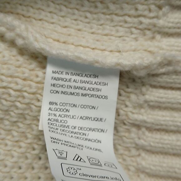 Izod White and Red Snowflake 3/4 Zip Up Cotton Blend Sweater - Picture 6 of 9